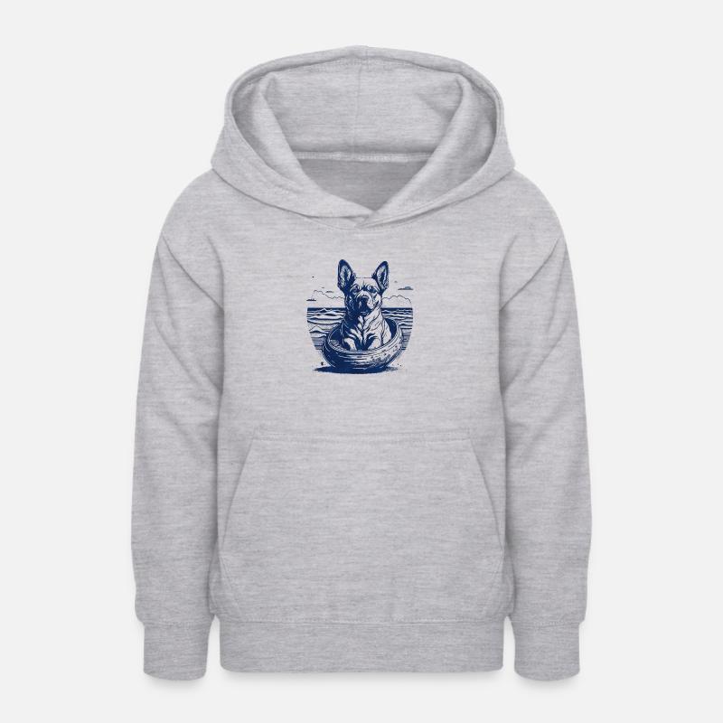 Chien dans un œuf - Sweat à capuche Ado - gris clair chiné