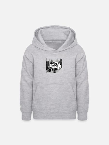 Camping - Unimog - Adventure - Oldtimer - Teenager Hoodie - Hellgrau meliert