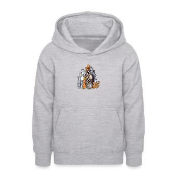 Tour échiquéenne - Sweat à capuche Ado - gris clair chiné - Devant - AI Model Teenager Male dark (155cm)