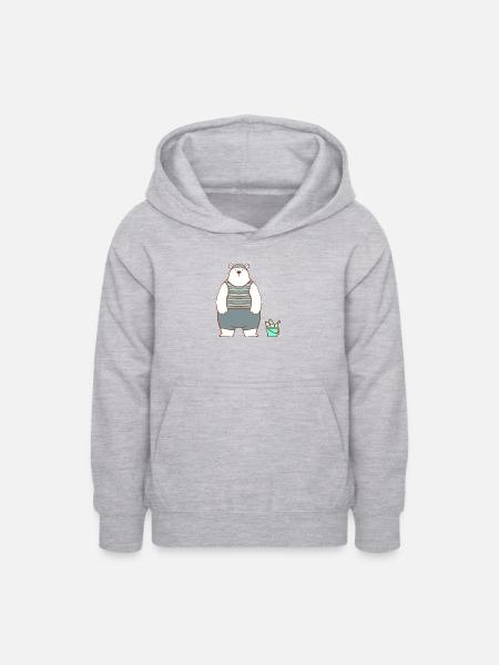 Eisbär im Badeanzug - Teenager Hoodie - Hellgrau meliert