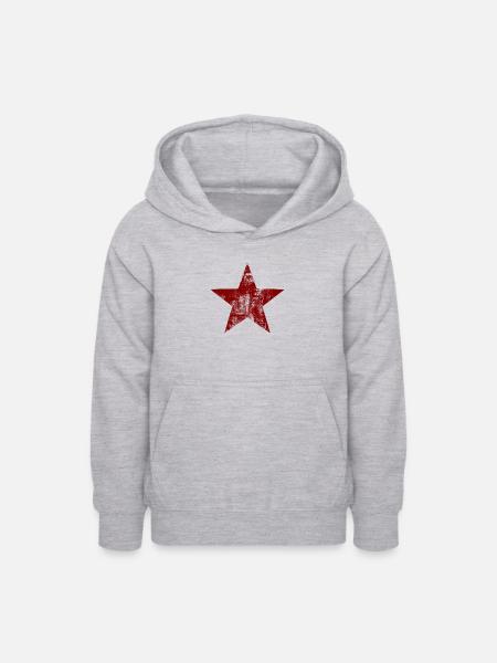 Stern - Rot - Teenager Hoodie - Hellgrau meliert