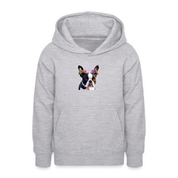 French Bulldog dog - Teen Hoodie - light heather grey - Front - AI Model Teenager Male dark (155cm)