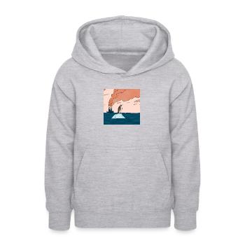 Bedrohte Tiere, Pinguin-Illustration, Erderwärmung - Teenager Hoodie - Hellgrau meliert - Vorne - AI Model Teenager Male dark (155cm)