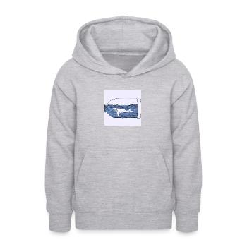 Flaschenpost, Wal-Illustration, Statement - Teenager Hoodie - Hellgrau meliert - Vorne - AI Model Teenager Male dark (155cm)