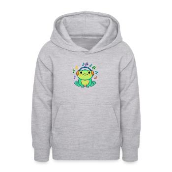 DJ Żabka – musical frog - Teen Hoodie - light heather grey - Front - AI Model Teenager Male dark (155cm)
