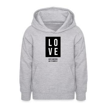 L’amour blesse le don - Sweat à capuche Ado - gris clair chiné - Devant - AI Model Teenager Male dark (155cm)