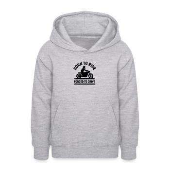 Né pour conduire, forcé de diriger une moto - Sweat à capuche Ado - gris clair chiné - Devant - AI Model Teenager Male dark (155cm)