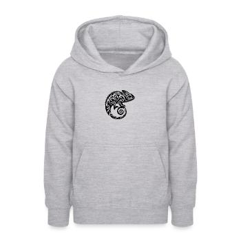 Écailleux Creeper Déguisement caméléon tatouage - Sweat à capuche Ado - gris clair chiné - Devant - AI Model Teenager Male dark (155cm)