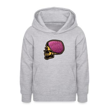 Totenkopf "JOEF" - Teenager Hoodie - Hellgrau meliert - Vorne - AI Model Teenager Male dark (155cm)