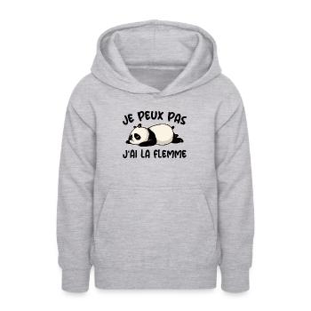 Je Peux Pas J'ai La Flemme Cadeau Drôle Panda - Sweat à capuche Ado - gris clair chiné - Devant - AI Model Teenager Male dark (155cm)