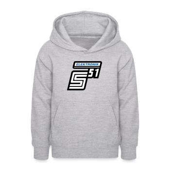 Simson S51 Elektronik Emblem (Farben änderbar) - Teenager Hoodie - Hellgrau meliert - Vorne - AI Model Teenager Male dark (155cm)