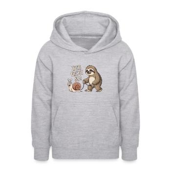 Zieh nicht so - Schnecke und Faultier - Teenager Hoodie - Hellgrau meliert - Vorne - AI Model Teenager Male dark (155cm)