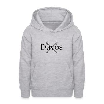 Davos - Ski - Ski - Suisse - Vacances au ski - Sweat à capuche Ado - gris clair chiné - Devant - AI Model Teenager Male dark (155cm)