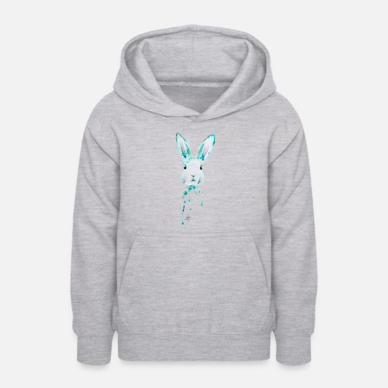 Lapin Bleu néon - Sweat à capuche Ado - gris clair chiné