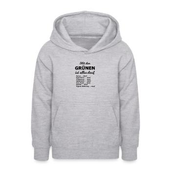 Slogans sur les élections - Sweat à capuche Ado - gris clair chiné - Devant - AI Model Teenager Male dark (155cm)
