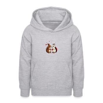 Deux écureuils - Sweat à capuche Ado - gris clair chiné - Devant - AI Model Teenager Male dark (155cm)