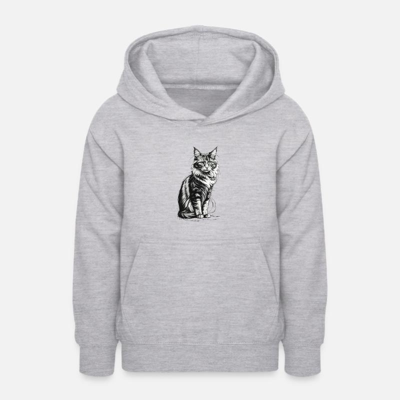 Chat noble sitter - Sweat à capuche Ado - gris clair chiné