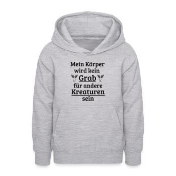 Mon corps n’a pas de tombe! - Sweat à capuche Ado - gris clair chiné - Devant - AI Model Teenager Male dark (155cm)