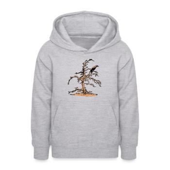 Pin et Corbeau - Sweat à capuche Ado - gris clair chiné - Devant - AI Model Teenager Male dark (155cm)