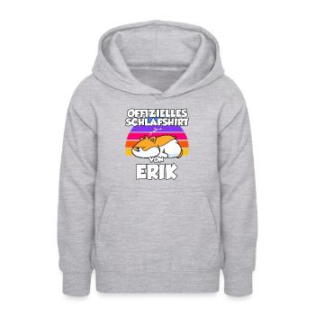 Offizielles Schlafshirt Von Erik - Teenager Hoodie - Hellgrau meliert - Vorne - AI Model Teenager Male dark (155cm)