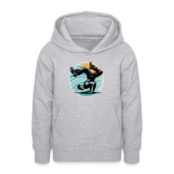 Breakdance - Sweat à capuche Ado - gris clair chiné - Devant - AI Model Teenager Male dark (155cm)
