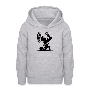 Breakdance - Sweat à capuche Ado - gris clair chiné - Devant - AI Model Teenager Male dark (155cm)