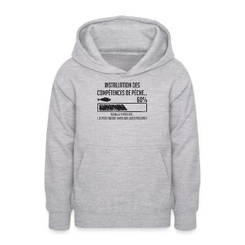 Pêche Humour Barre Progression 60% - Sweat à capuche Ado - gris clair chiné - Devant - AI Model Teenager Male dark (155cm)