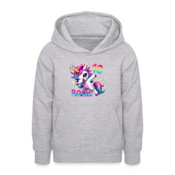 Licorne Dab Chemise d’anniversaire 10 - Sweat à capuche Ado - gris clair chiné - Devant - AI Model Teenager Male dark (155cm)