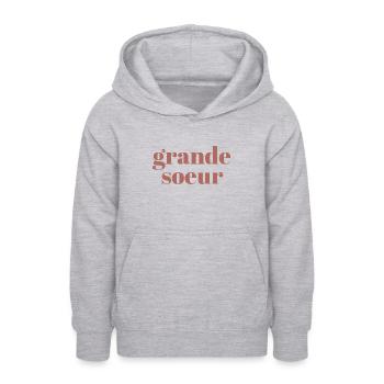 Grande Soeur - Sweat à capuche Ado - gris clair chiné - Devant - AI Model Teenager Male dark (155cm)