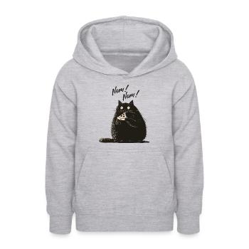 M. Herbe à chat - Pizza NomNom - Sweat à capuche Ado - gris clair chiné - Devant - AI Model Teenager Male dark (155cm)