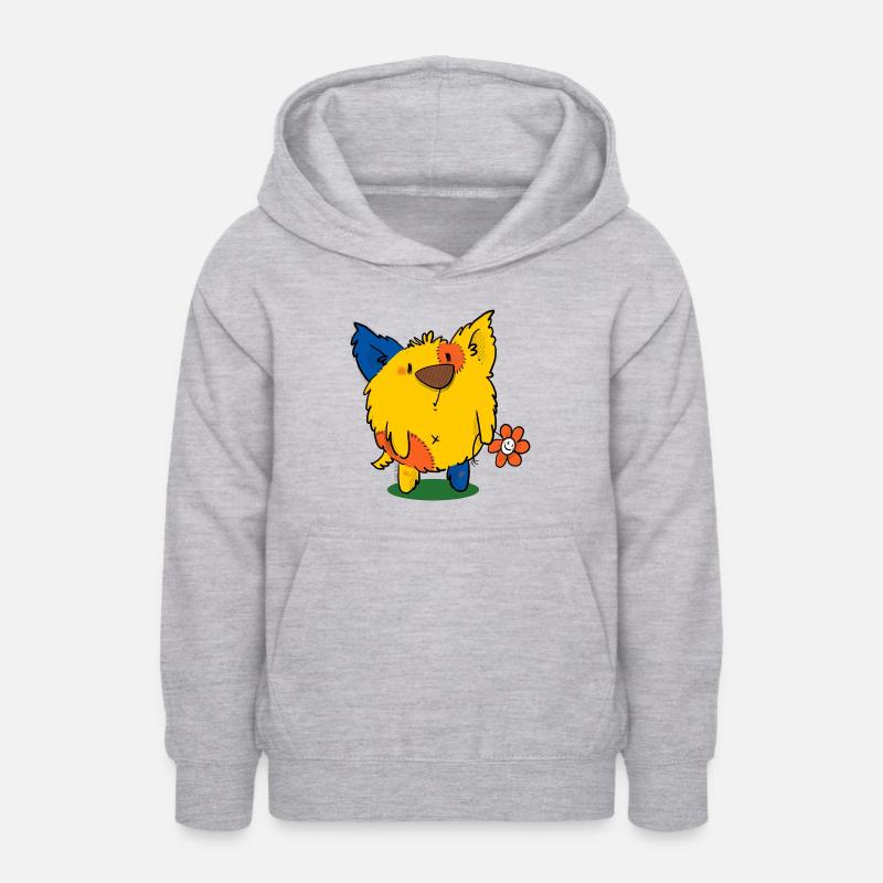 en attendant le printemps, Dibadoo avec fleur - Sweat à capuche Ado - gris clair chiné