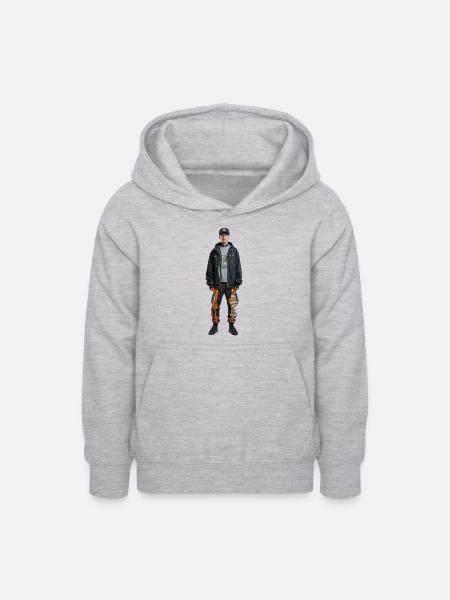 Streetwear - Teenager Hoodie - Hellgrau meliert