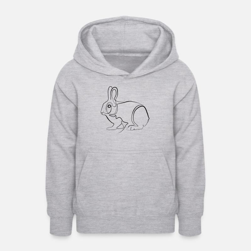 Lapin lapin - one-line drawing - Sweat à capuche Ado - gris clair chiné