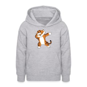 Dabbender Tiger Lustiges Dabbing Tiger - Teenager Hoodie - Hellgrau meliert - Vorne - AI Model Teenager Male dark (155cm)