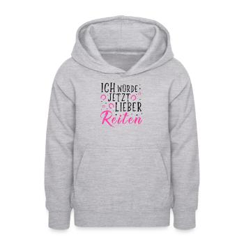 Ich Würde Jetzt Lieber Reiten - Reiter - Hufeisen - Teenager Hoodie - Hellgrau meliert - Vorne - AI Model Teenager Male dark (155cm)
