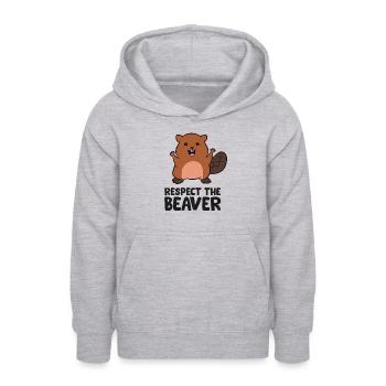 Respecte le castor aime le castor - Sweat à capuche Ado - gris clair chiné - Devant - AI Model Teenager Male dark (155cm)