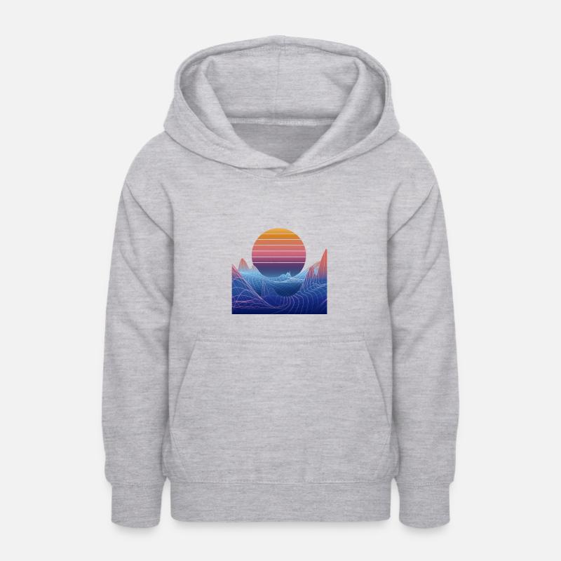 Synthwave Sunset Design - Sweat à capuche Ado - gris clair chiné