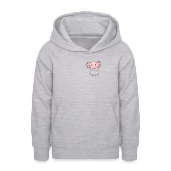Axolotl in pocket sweet axolotls in chest pocket - Teen Hoodie - light heather grey - Front - AI Model Teenager Male dark (155cm)