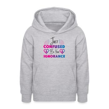 Drapeau bisexuel Bi Pride juste - Sweat à capuche Ado - gris clair chiné - Devant - AI Model Teenager Male dark (155cm)
