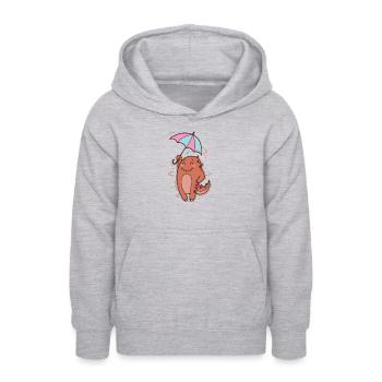 Dino with parasol Dinosaur Reptile - Teen Hoodie - light heather grey - Front - AI Model Teenager Male dark (155cm)