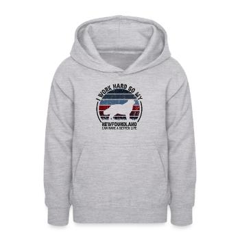 Travailler dur - Retro Newfoundland - Sweat à capuche Ado - gris clair chiné - Devant - AI Model Teenager Male dark (155cm)