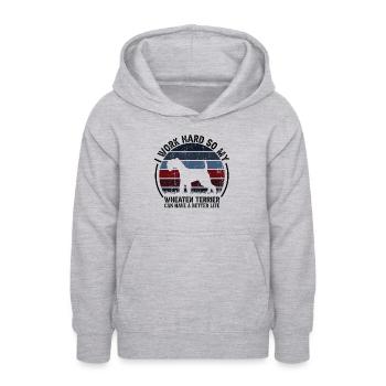 Arbeiten Sie Hart - Retro Wheaten Terrier - Teenager Hoodie - Hellgrau meliert - Vorne - AI Model Teenager Male dark (155cm)