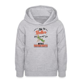 Gottesanbeterin Mantis Fangschrecke - Teenager Hoodie - Hellgrau meliert - Vorne - AI Model Teenager Male dark (155cm)