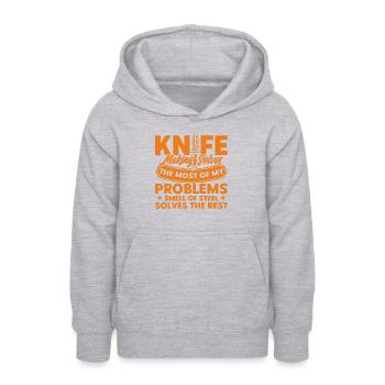 Forge Knives Blacksmith Knife Collection Gift - Teen Hoodie - light heather grey - Front - AI Model Teenager Male dark (155cm)