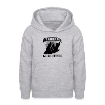 I'd Rather Be Practicing Aikido Martial Samurai - Teen Hoodie - light heather grey - Front - AI Model Teenager Male dark (155cm)