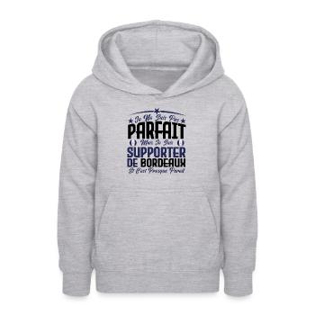 je ne suis pas parfait, supporteur de Bordeaux. - Sweat à capuche Ado - gris clair chiné - Devant - AI Model Teenager Male dark (155cm)