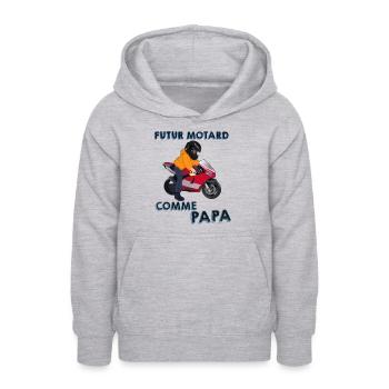 Futur Motard Comme Papa Idée Cadeau Enfant - Sweat à capuche Ado - gris clair chiné - Devant - AI Model Teenager Male dark (155cm)