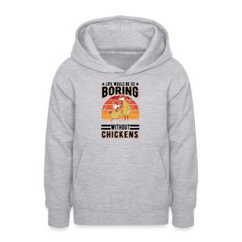 Poulets Élevage de poulets Éleveur de poulet - Sweat à capuche Ado - gris clair chiné - Devant - AI Model Teenager Male dark (155cm)