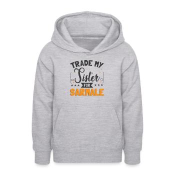 Échangez ma sœur contre Sarmale - Sweat à capuche Ado - gris clair chiné - Devant - AI Model Teenager Male dark (155cm)