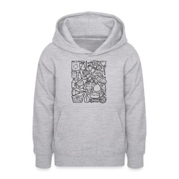 Hausputz Doodles - Putzen, Wischen, Sauber machen - Teenager Hoodie - Hellgrau meliert - Vorne - AI Model Teenager Male dark (155cm)